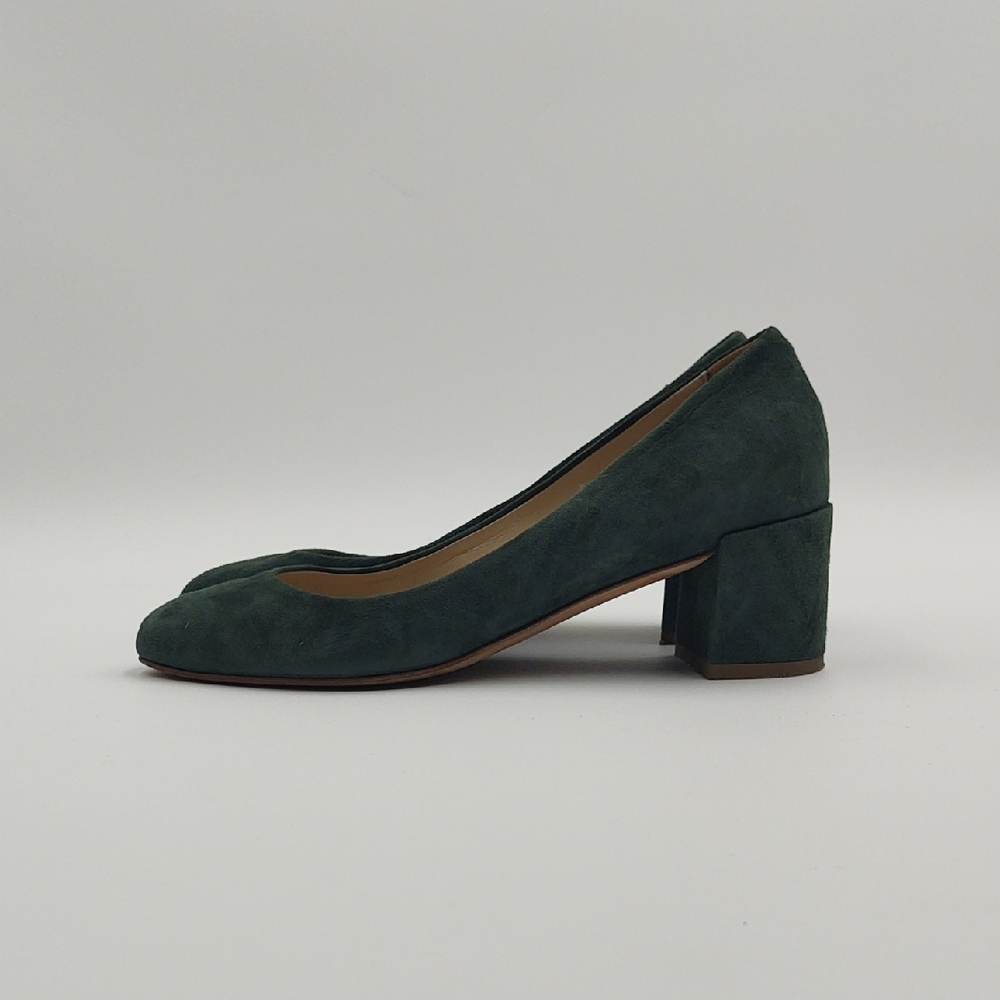 SantM Suede Heels Forest Green Luxury Italy Comfort Career Academia EU 38 / 8